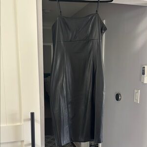 Express leather Black Spaghetti Strap Slip Dress